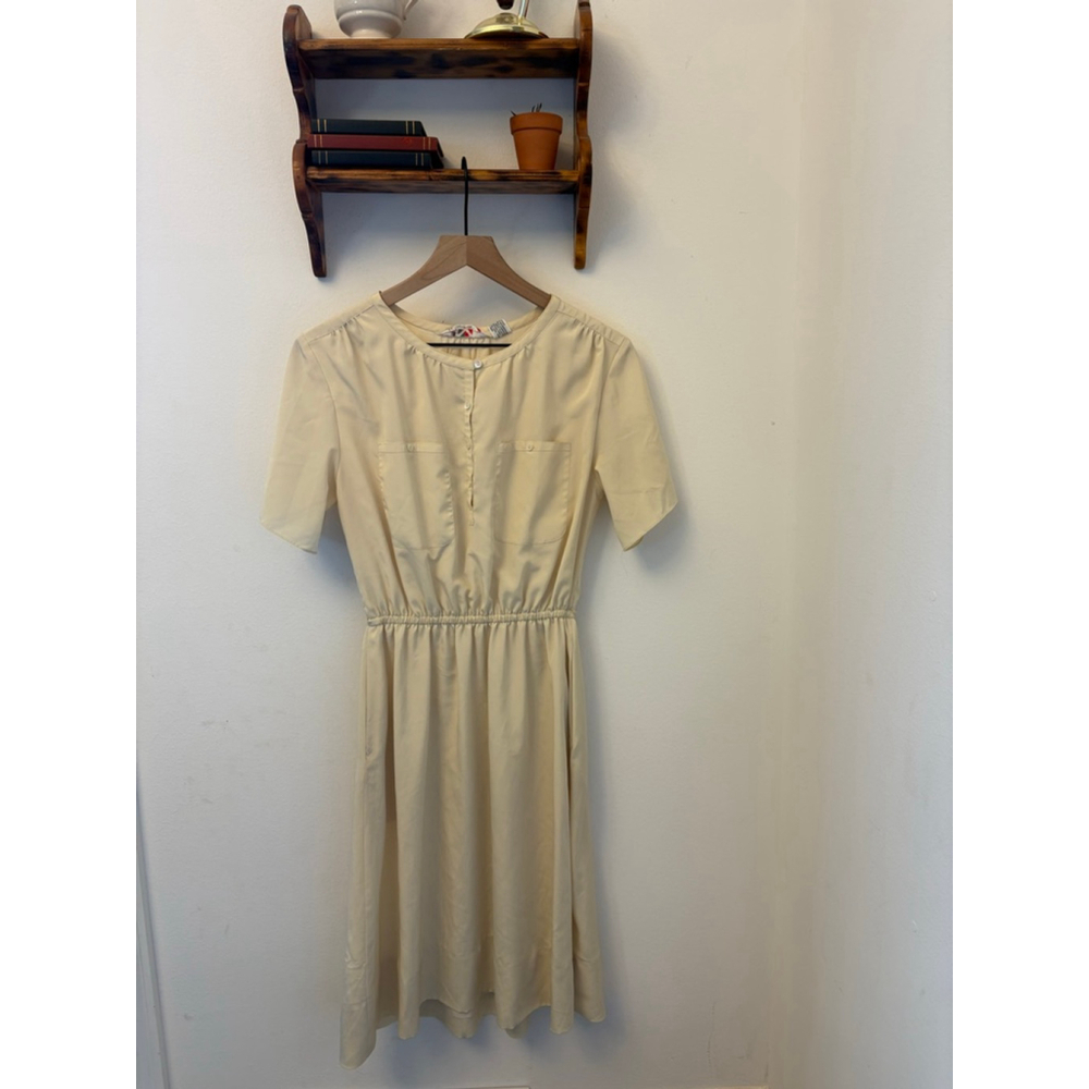Vintage Pale Yellow Fit & Flare Midi Dress PSZ
